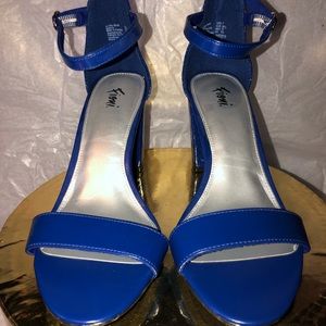 Royal blue ankle strap heels